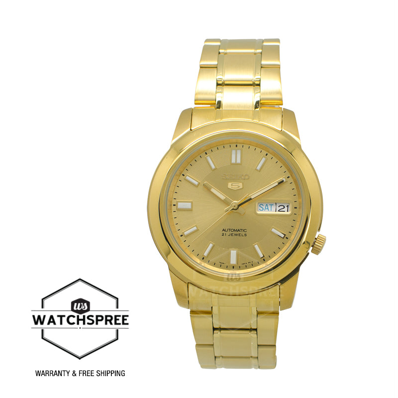 Seiko 5 Automatic Gold-Tone Stainless Steel Band Watch SNKK20K1