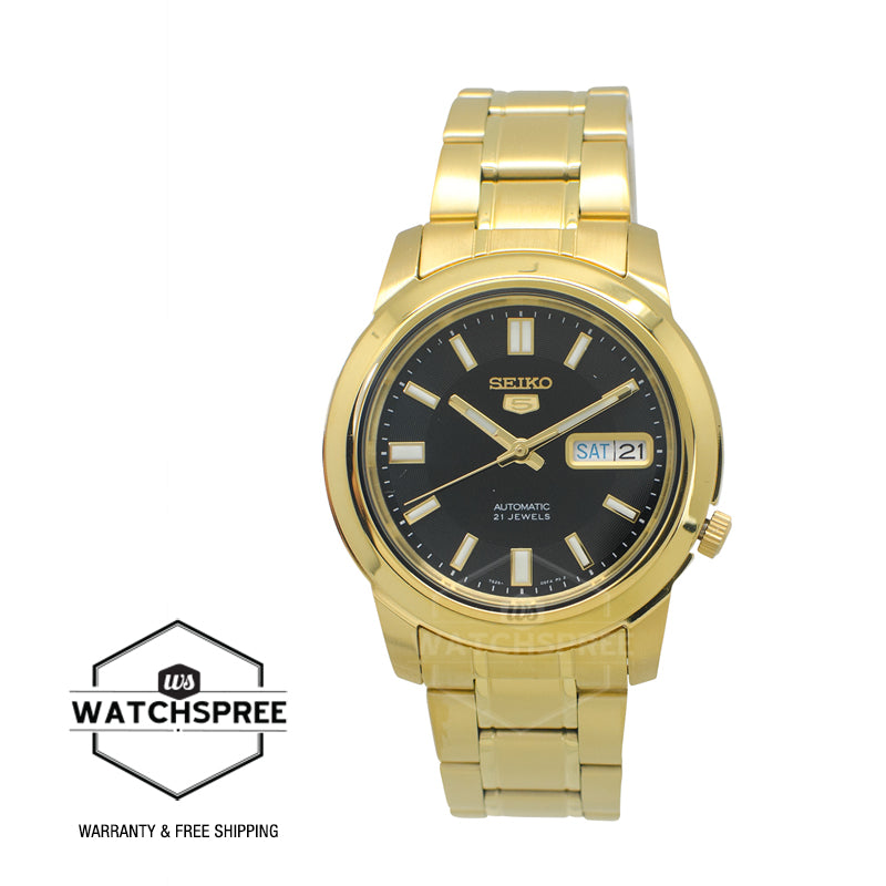 Seiko 5 Automatic Gold-Tone Stainless Steel Band Watch SNKK22K1