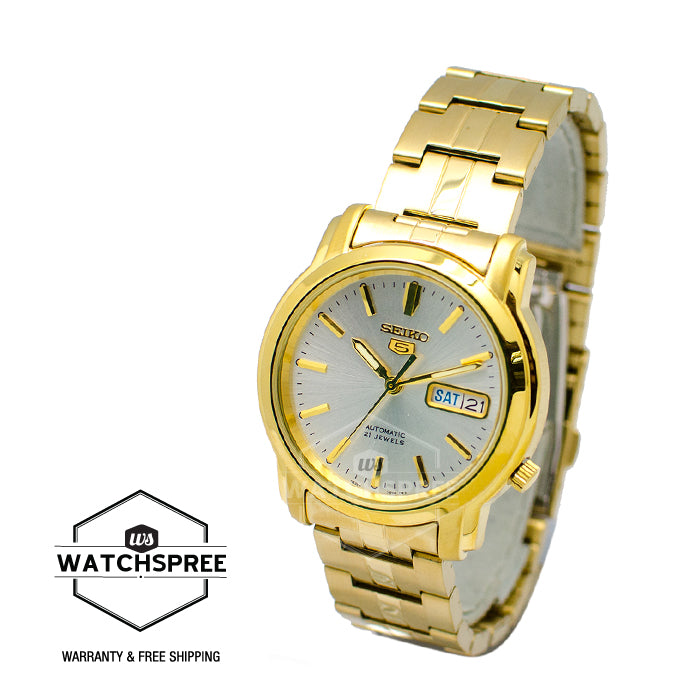Seiko 5 Automatic Gold-Tone Stainless Steel Band Watch SNKK74K1