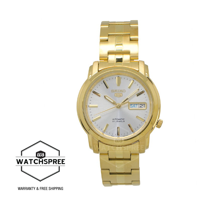 Seiko 5 Automatic Gold-Tone Stainless Steel Band Watch SNKK74K1