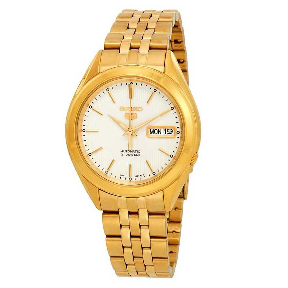 Seiko 5 Automatic Gold-Tone Stainless Steel Band Watch SNKL26K1