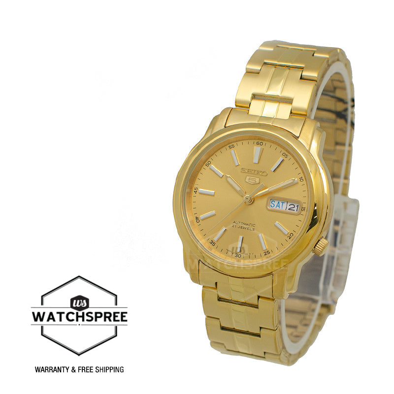 Seiko 5 Automatic Gold-Tone Stainless Steel Band Watch SNKL86K1