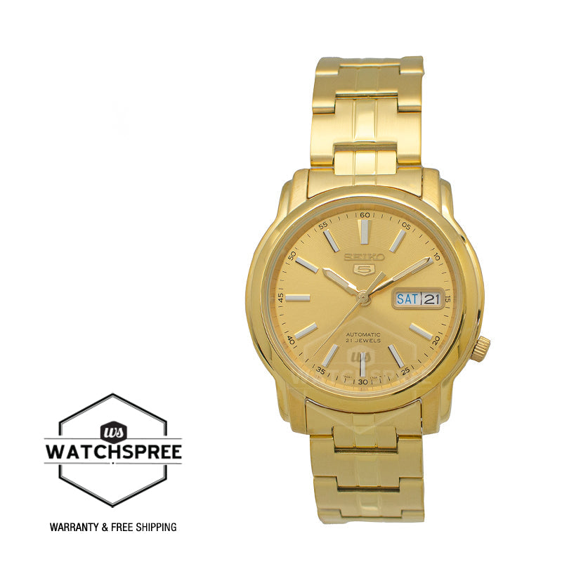 Seiko 5 Automatic Gold-Tone Stainless Steel Band Watch SNKL86K1
