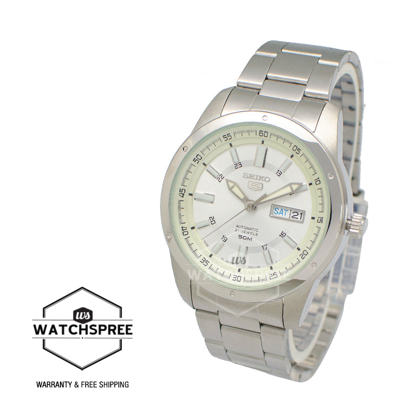 Seiko 5 Sports (Japan Made) Automatic Silver Stainless Steel Band Watch SNKN09J1