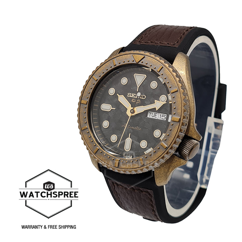 Seiko 5 Sports Automatic Black and Brown Calfskin + Silicone Strap Watch SRPE80K1 (LOCAL BUYERS ONLY)