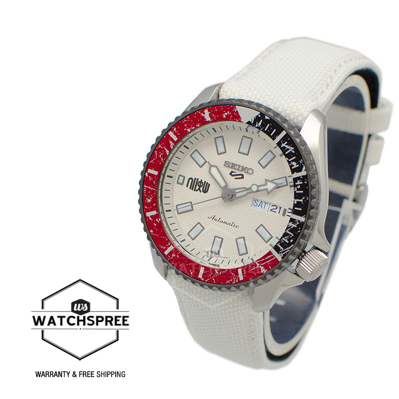 Seiko 5 Sports Automatic STREET FIGHTER V Limited Edition (Unshakable Fist - RYU) White Leather Strap Watch SRPF19K1 (LOCAL BUYERS ONLY)