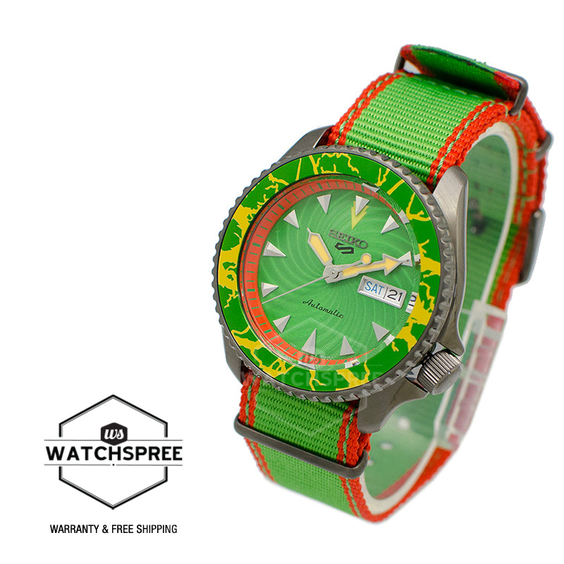 Seiko 5 Sports Automatic STREET FIGHTER V Limited Edition (Call Of The Wind - BLANKA) Green and Orange Nylson Strap Watch SRPF23K1 (LOCAL BUYERS ONLY)