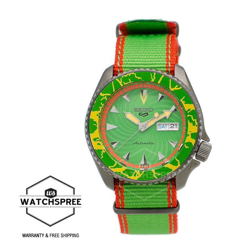 Seiko 5 Sports Automatic STREET FIGHTER V Limited Edition (Call Of The Wind - BLANKA) Green and Orange Nylson Strap Watch SRPF23K1 (LOCAL BUYERS ONLY)