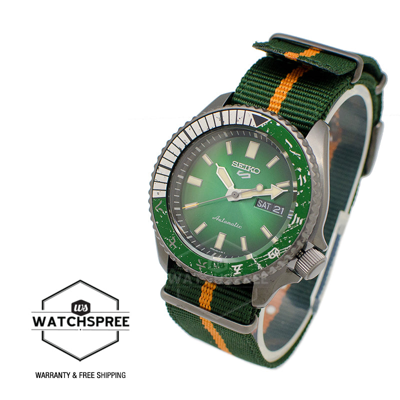 Seiko 5 Sports NARUTO & BORUTO Limited Edition (ROCK LEE) Green Nylon Strap Watch SRPF73K1 (LOCAL BUYERS ONLY)