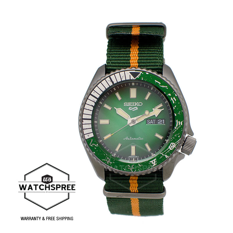 Seiko 5 Sports NARUTO & BORUTO Limited Edition (ROCK LEE) Green Nylon Strap Watch SRPF73K1 (LOCAL BUYERS ONLY)