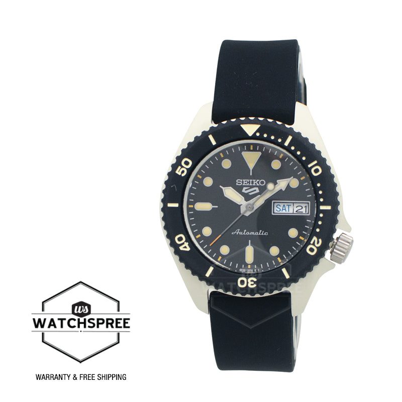 Seiko 5 Sports Automatic Black Silicone Strap Watch SRPG79K1