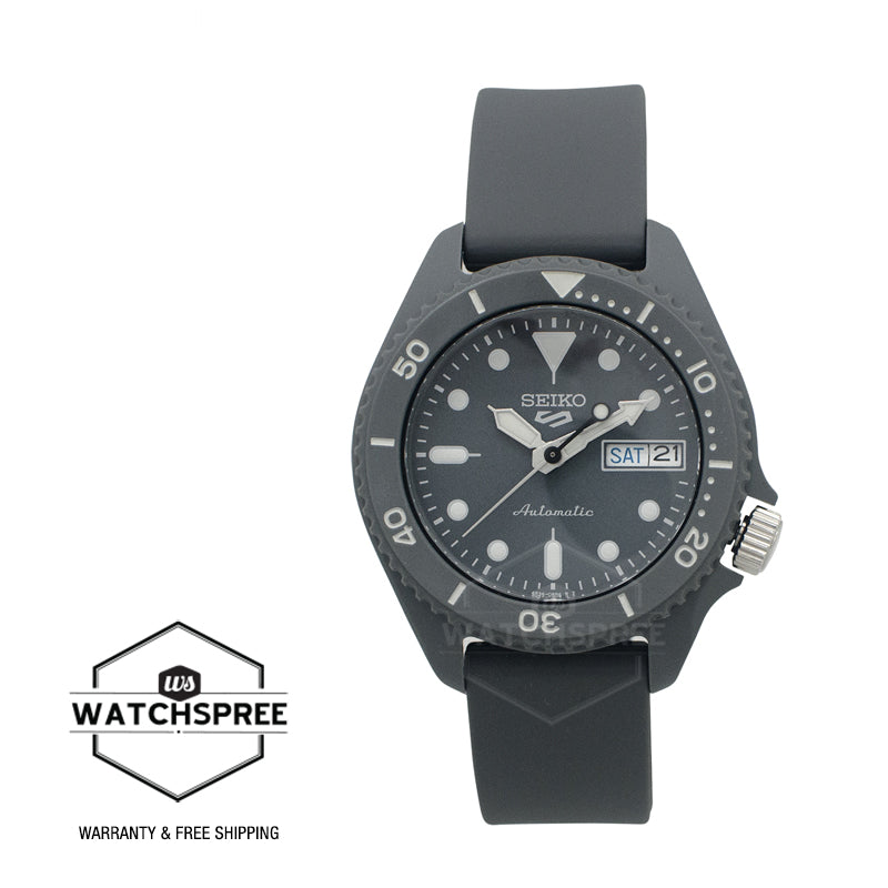 Seiko 5 Sports Automatic Dark Grey Silicone Strap Watch SRPG81K1