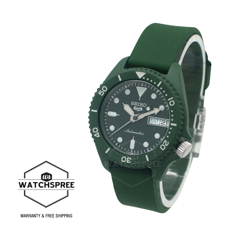 Seiko 5 Sports Automatic Dark Green Silicone Strap Watch SRPG83K1