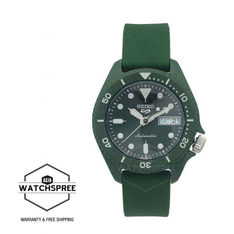 Seiko 5 Sports Automatic Dark Green Silicone Strap Watch SRPG83K1
