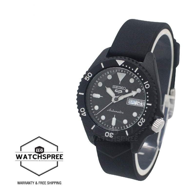 Seiko 5 Sports Automatic Black Silicone Strap Watch SRPG87K1