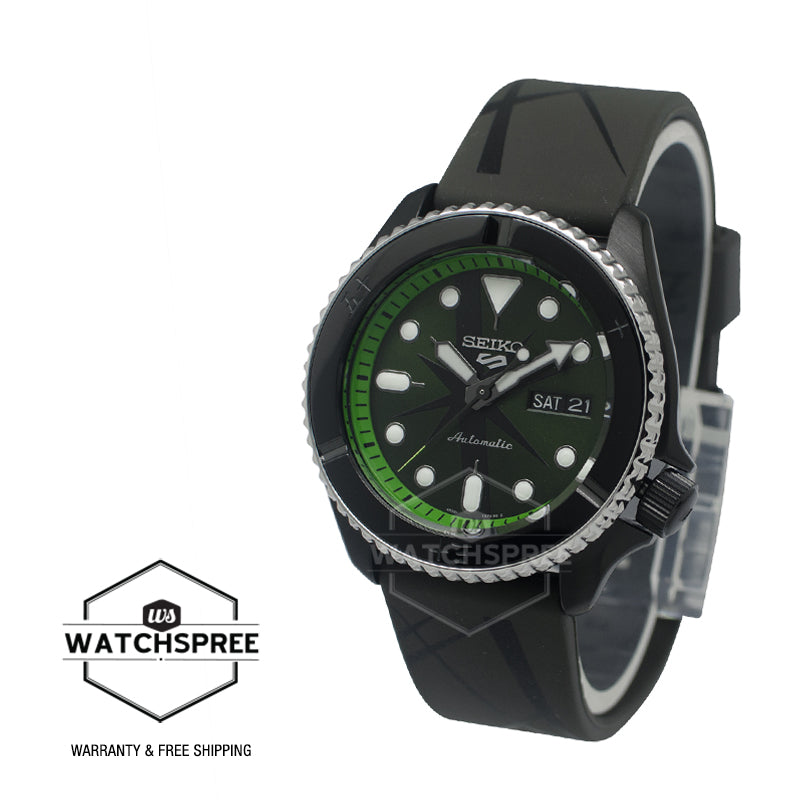 Seiko 5 Sports Automatic ONE PIECE Zoro Limited Edition Brownish Green Silicone Strap Watch SRPH67K1