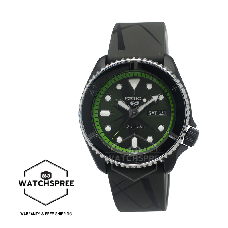 Seiko 5 Sports Automatic ONE PIECE Zoro Limited Edition Brownish Green Silicone Strap Watch SRPH67K1