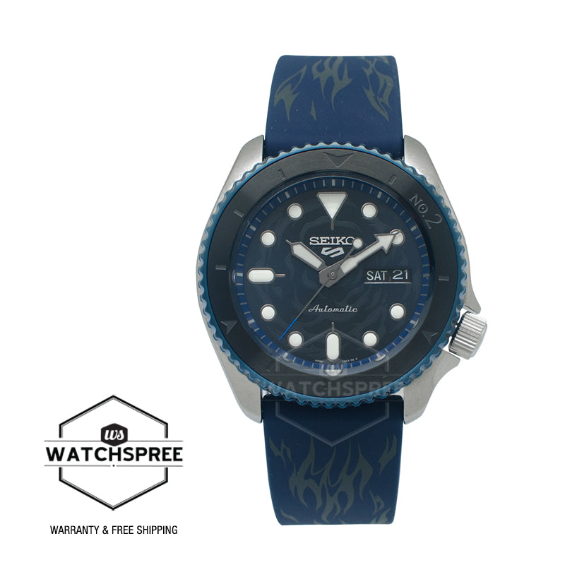 Seiko 5 Sports Automatic ONE PIECE Sabo Limited Edition Navy Blue Silicone Strap Watch SRPH71K1