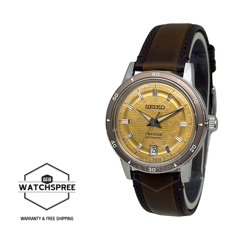 Seiko Presage (Japan Made) Automatic Style60's Brown Calf Leather Strap Watch SRPL75J1 (Local Buyers Only)