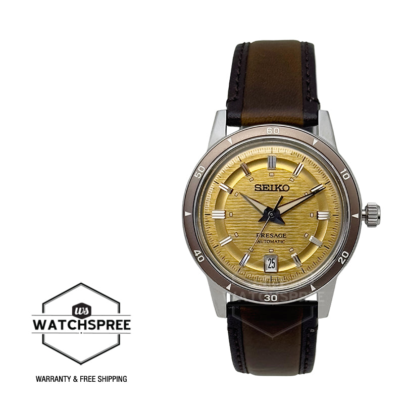 Seiko Presage (Japan Made) Automatic Style60's Brown Calf Leather Strap Watch SRPL75J1 (Local Buyers Only)