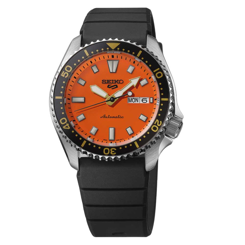 Seiko 5 Sports Automatic SKX Series Black Silicone Band Watch SRPL89K1