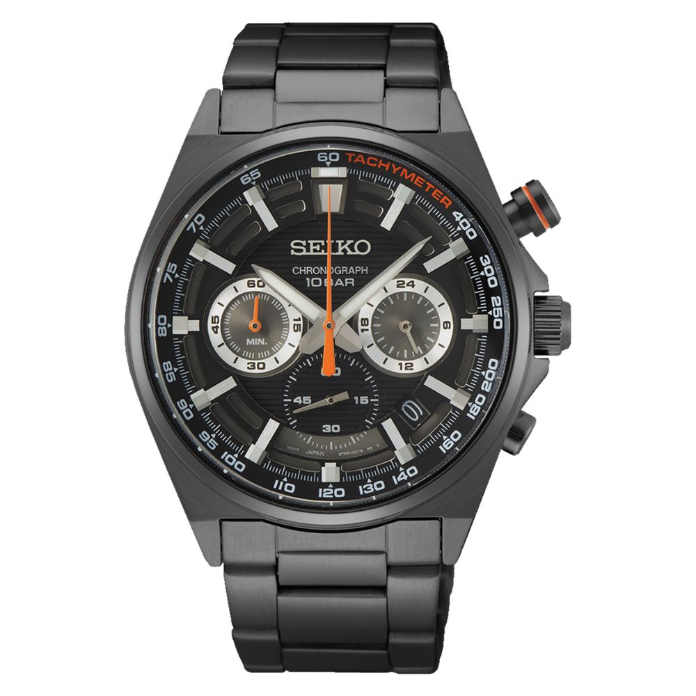 Seiko Chronograph Quartz Conceptual Black Stainless Steel Band Watch SSB399P1