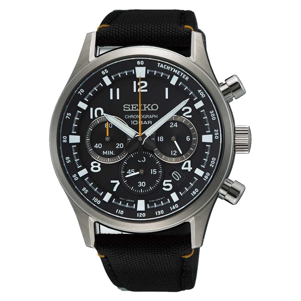 Seiko Chronograph Quartz Conceptual Black Nylon Strap Watch SSB449P1