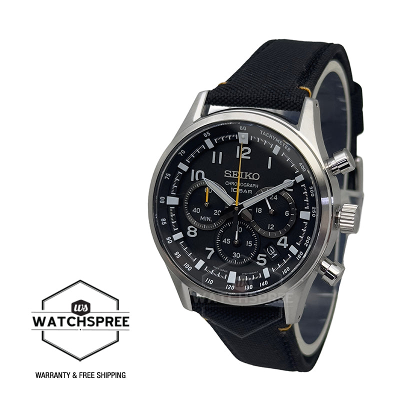 Seiko Chronograph Quartz Conceptual Black Nylon Strap Watch SSB449P1