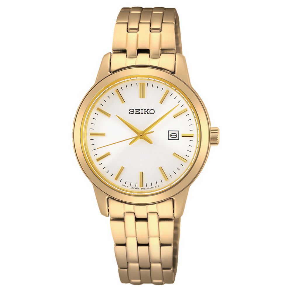 Seiko Ladies' Classic Quartz Gold-Tone Stainless Steel Band Watch SUR412P1