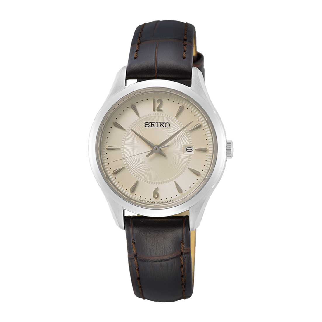 Seiko Ladies' Quartz Conceptual Regular Brown Leather Strap Watch SUR427P1