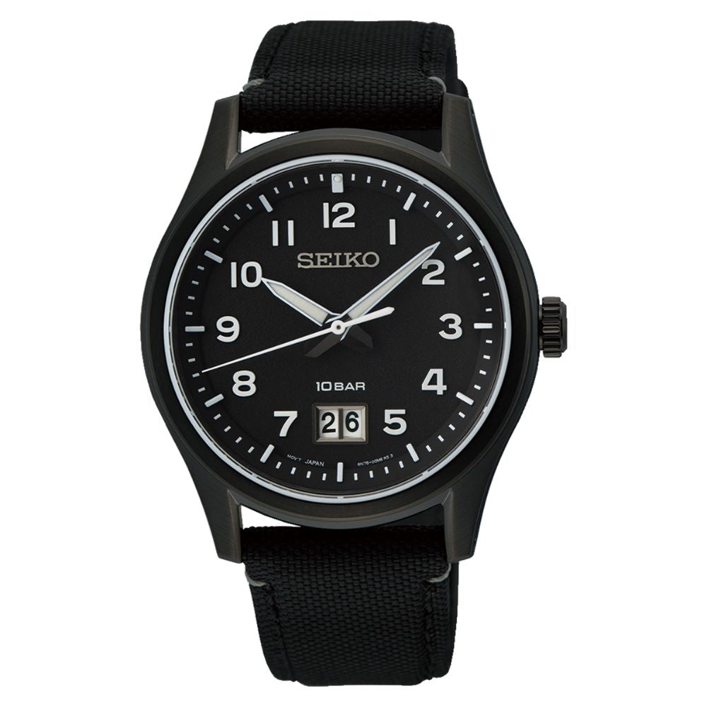 Seiko Quartz Conceptual Regular Black Nylon Strap Watch SUR571P1
