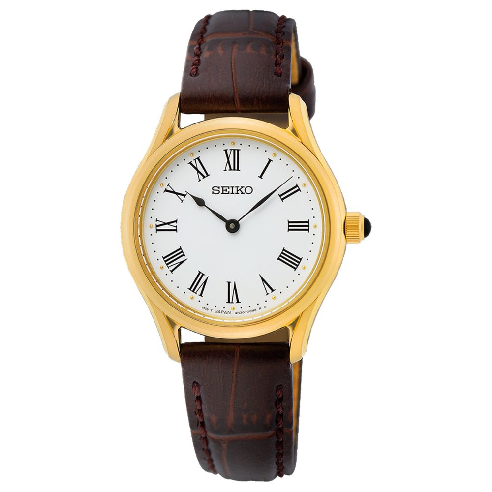 Seiko Ladies' Classic Quartz Brown Calf Leather Strap Watch SWR072P1