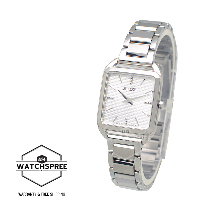 Seiko Women's Quartz Square Stainless Steel Band Watch SWR073P1