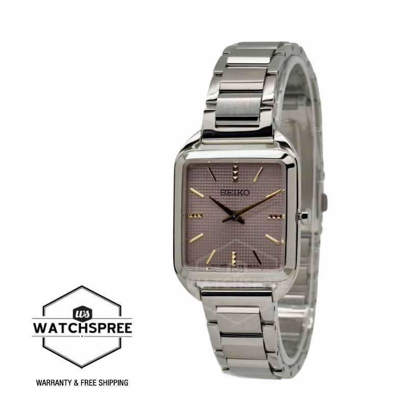 Seiko Ladies' Quartz Rectangular Dial Stainless Steel Band Watch SWR077P1