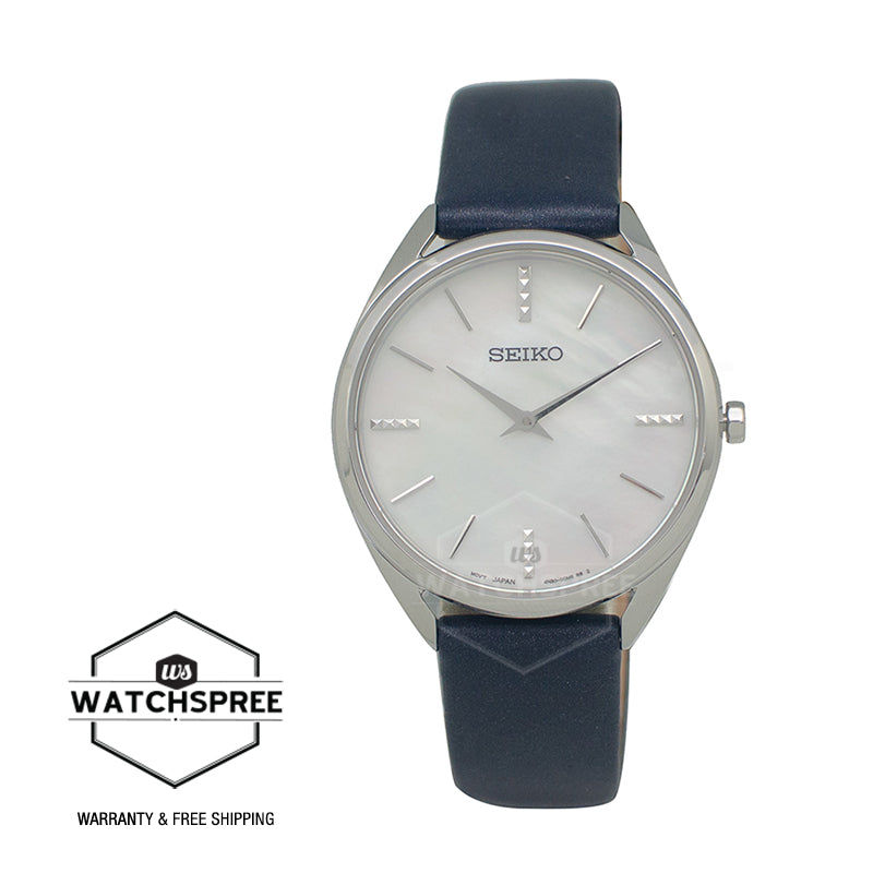 Seiko Women's Quartz Dark Blue Calf Leather Strap Watch SWR079P1