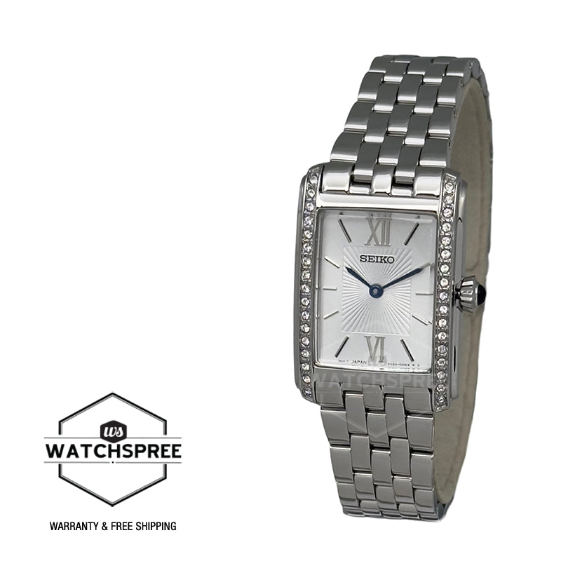 Seiko Ladies' Quartz Conceptual Rectangular Dial Stainless Steel Band Watch SWR091P1