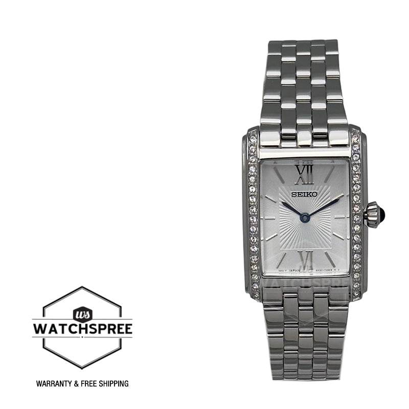 Seiko Ladies' Quartz Conceptual Rectangular Dial Stainless Steel Band Watch SWR091P1