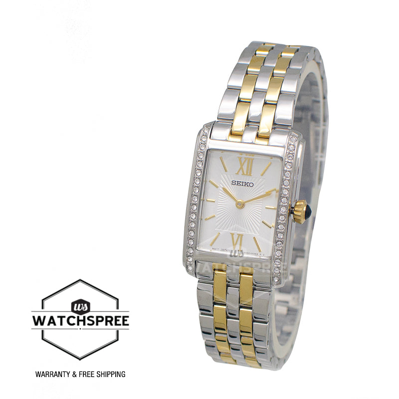 Seiko Women's Quartz Conceptual Regular Rectangular Two-Tone Stainless Steel Band Watch SWR093P1