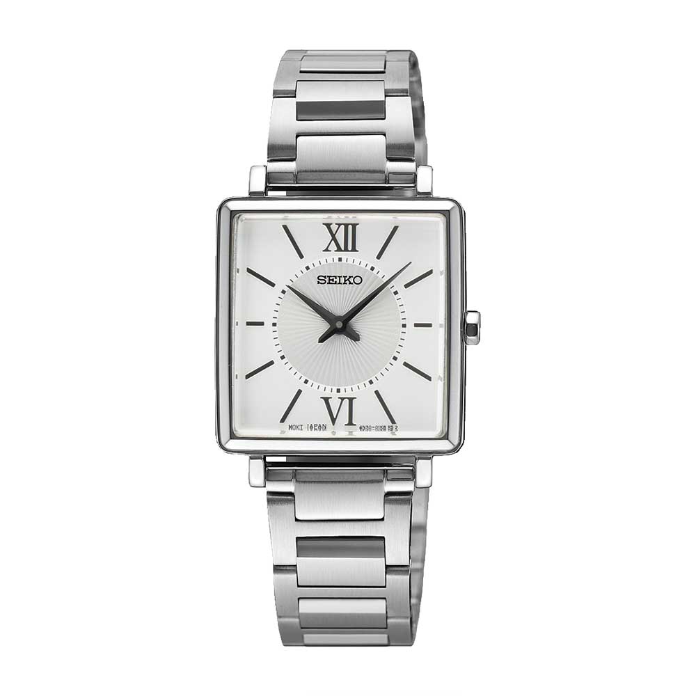 Seiko Ladies' Quartz Conceptual Rectangular Dial Stainless Steel Band Watch SWR111P1
