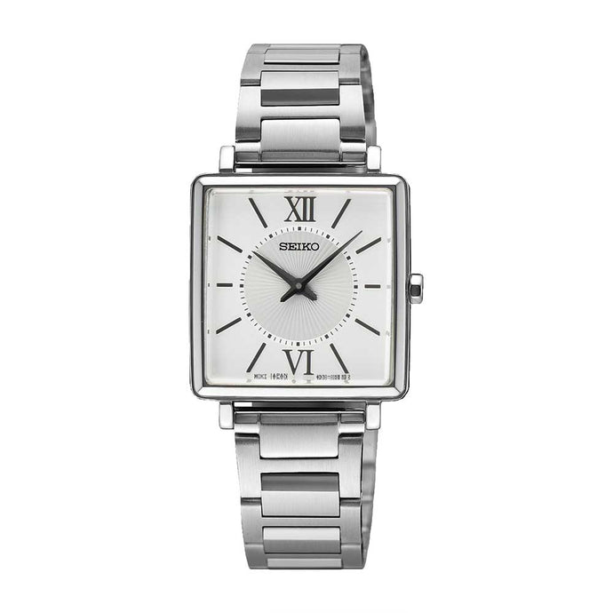 Seiko Ladies' Quartz Conceptual Rectangular Dial Stainless Steel Band Watch SWR111P1