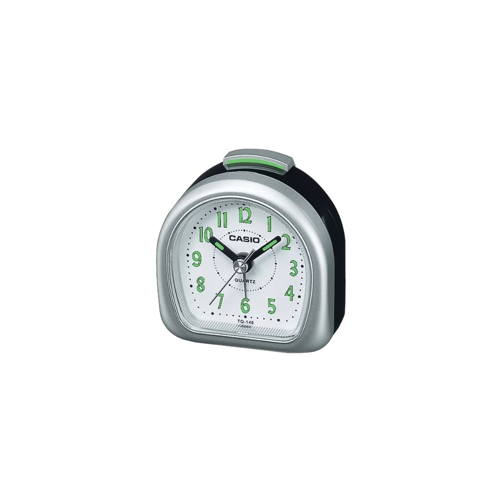 Casio Analog Traveller's Silver Resin Table Clock TQ148-8D TQ-148-8D TQ-148-8