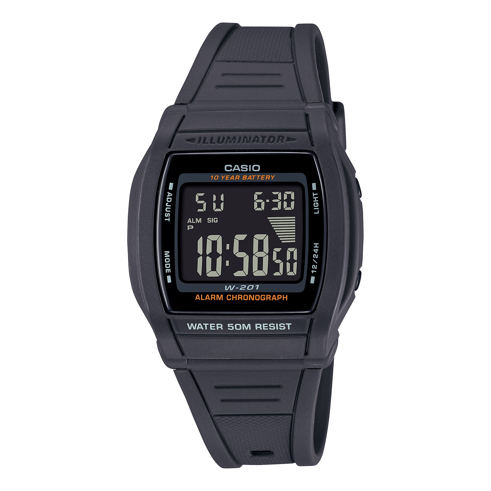 Casio Digital Dual Time Black Resin Band Watch W201 1B W 201 1B Kids Casio digital dual time black resin band watch w201 1b w 201 1b kids