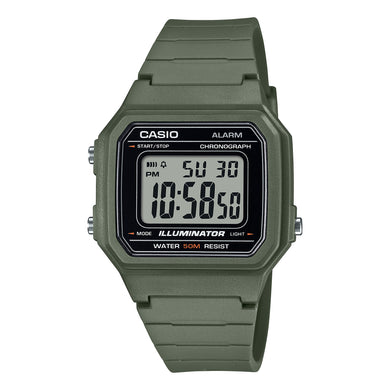Casio Digital Green Resin Band Watch W217H-3A W-217H-3A