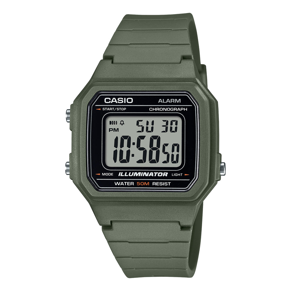 Casio Digital Green Resin Band Watch W217H-3A W-217H-3A