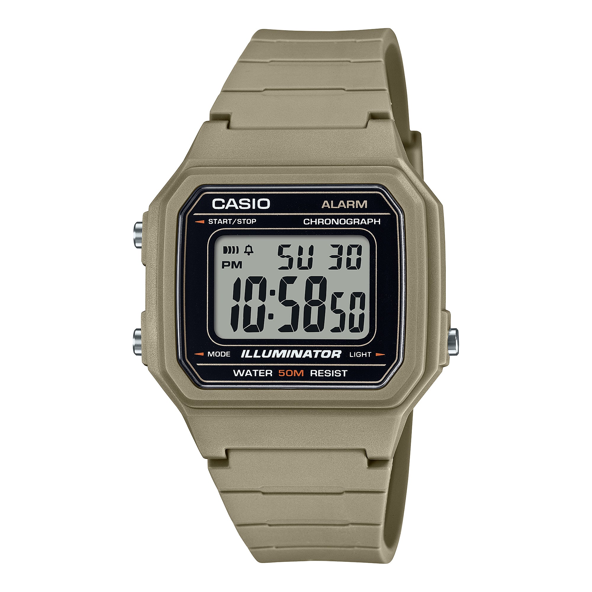 Casio Digital Beige Resin Band Watch W217H-5A W-217H-5A