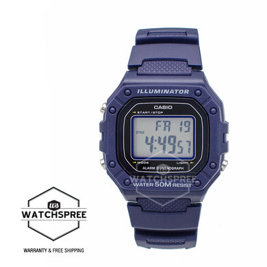 Casio Standard Digital Navy Blue Resin Band Watch W218H-2A W-218H-2A