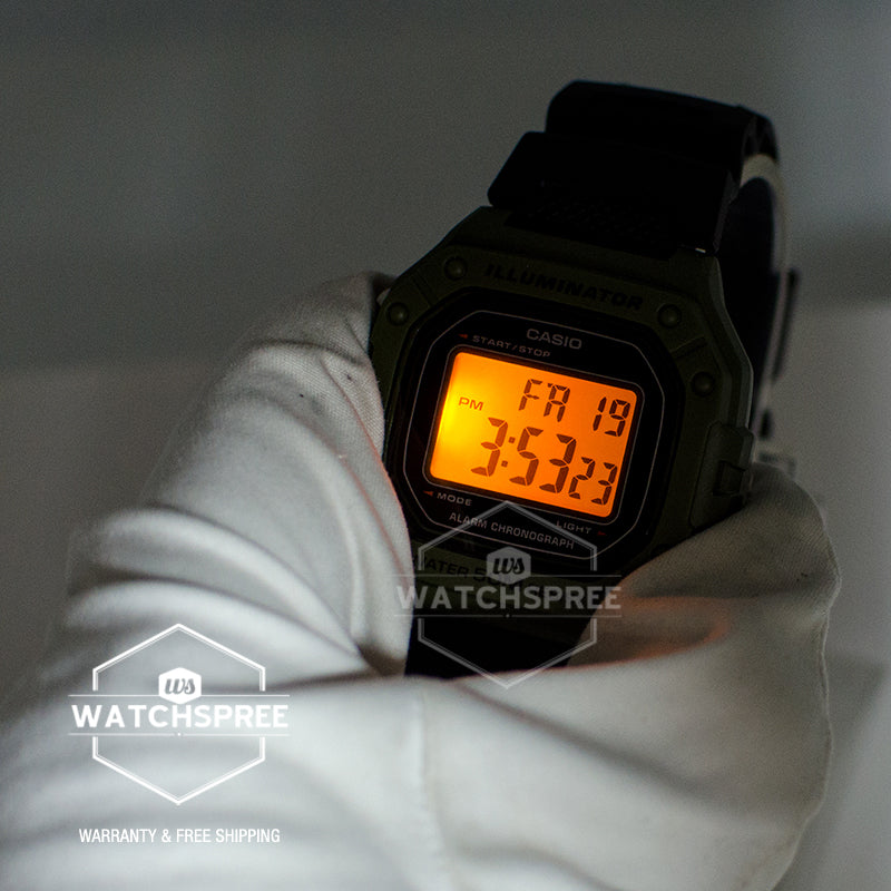 Casio Standard Digital Black Resin Band Watch W218H-3A W-218H-3A