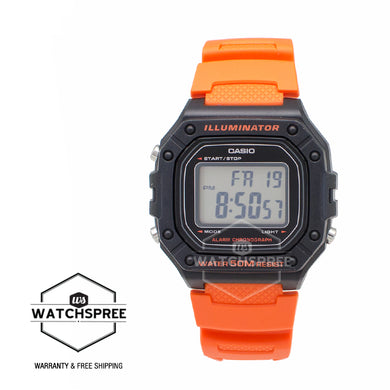 Casio Standard Digital Orange Resin Band Watch W218H-4B2 W-218H-4B2
