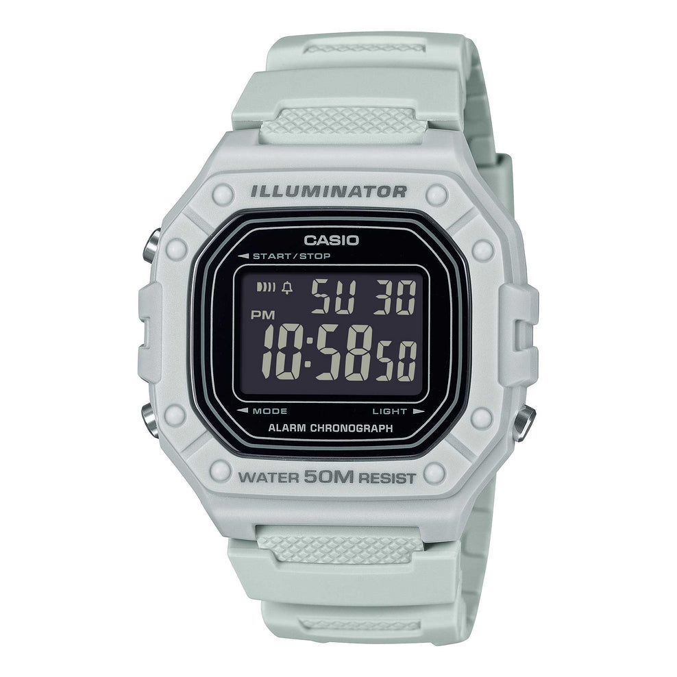 Casio Digital Grey Resin Band Watch W218H-8B W-218H-8B
