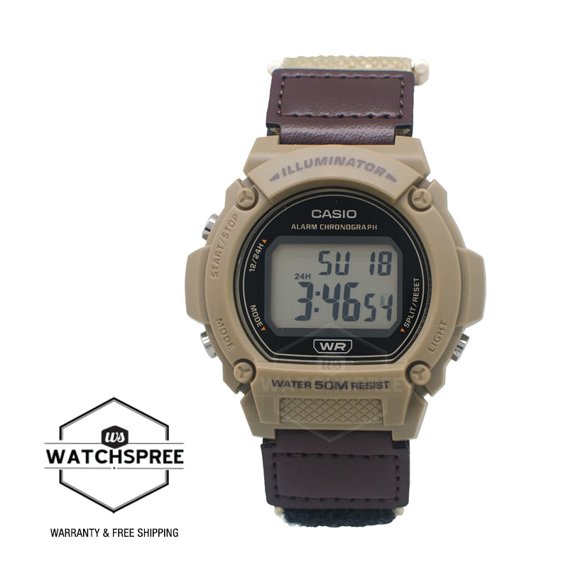 Casio Digital Two-Tone Brown Cloth Band Watch W219HB-5A W-219HB-5A